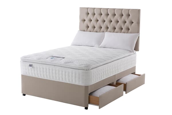 An image for Silentnight 2000 Mirapocket Pillow Top Mattress + Premium Divan Bed 