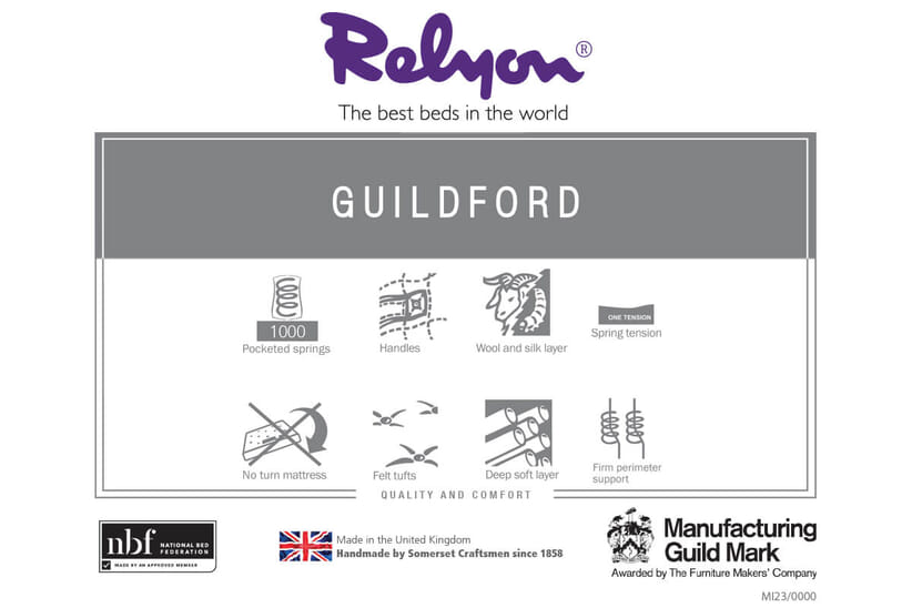 An image for Relyon Guildford 1000 Mattress + Premium Divan Bed