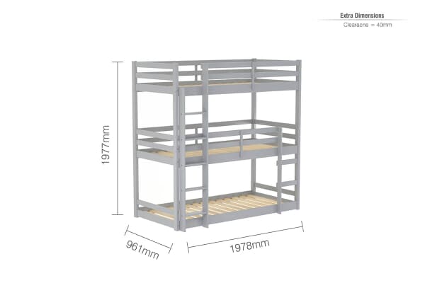 An image for Birlea Tressa Grey Kids Triple Bunk Bed