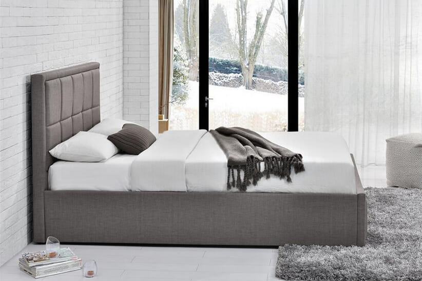 An image for Hannover Grey Fabric Ottoman Bed