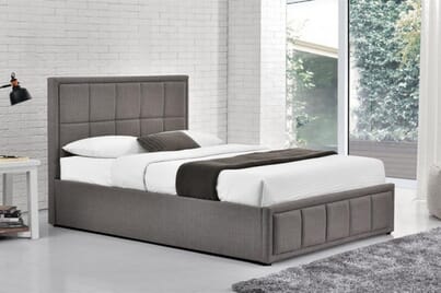 An image for Hannover Grey Fabric Ottoman Bed