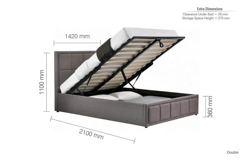 An image for Hannover Grey Fabric Ottoman Bed