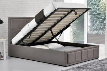 A product image for the Hannover Grey Fabric Ottoman Bed