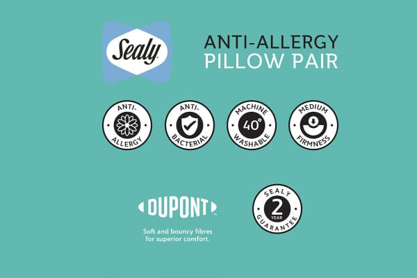 An image for Sealy Anti-Allergy Pillow - 2 Pack