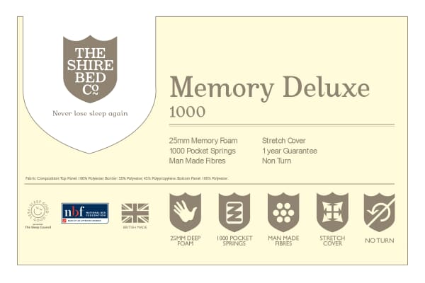 An image for Shire Bed Company Memory Deluxe 1000 Mattress