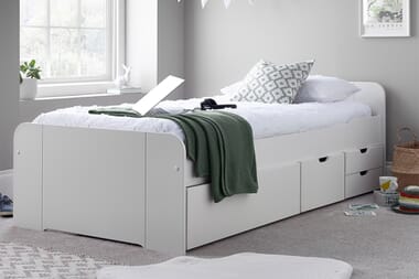 An image for Maya White 4 Drawer Storage Bed