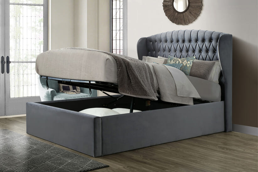 An image for Isabella Velvet Ottoman Bed