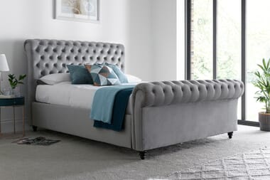 An image for Charlotte Velvet Ottoman Bed