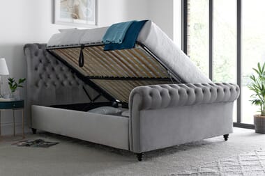 An image for Charlotte Velvet Ottoman Bed