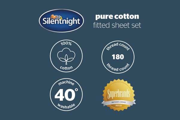 An image for Silentnight Pure Cotton Fitted Sheet - Charcoal