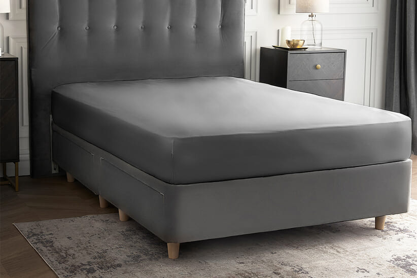 An image for Silentnight Pure Cotton Fitted Sheet - Charcoal