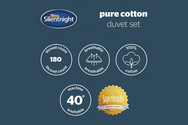 An image for Silentnight Pure Cotton Duvet Cover Set - White