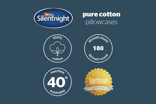 An image for Silentnight Pure Cotton Pillowcase Pair - Charcoal