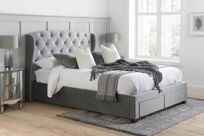 An image for Hope Grey Velvet Storage Bed