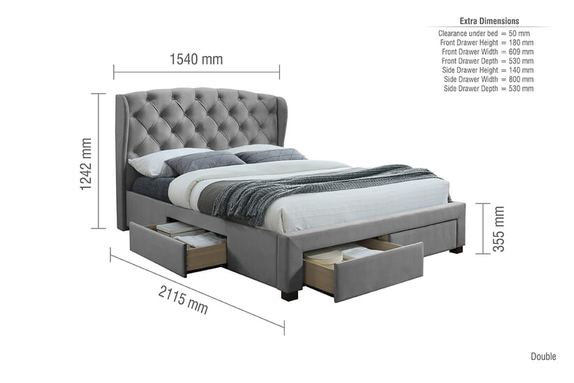 An image for Hope Grey Velvet Storage Bed