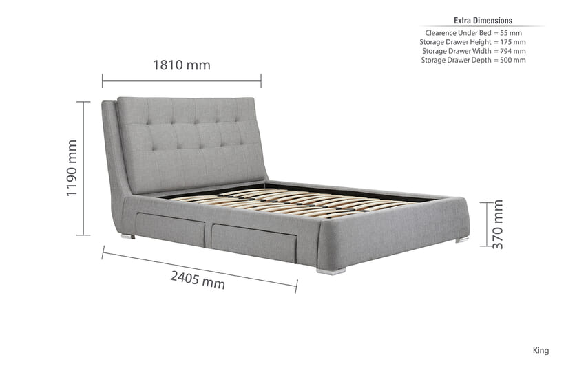 An image for Mayfair Grey 4 Drawer Storage Bed