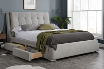 A product image for the Mayfair Grey 4 Drawer Storage Bed