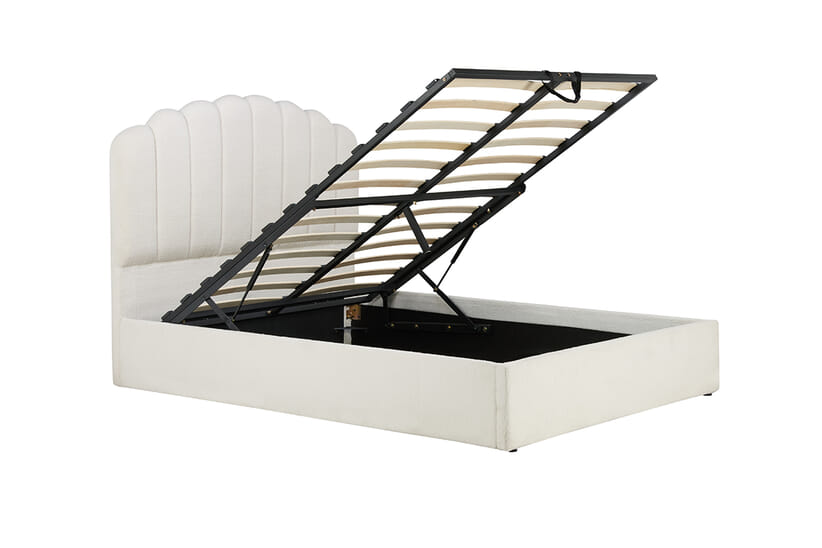 An image for Monaco White Fabric Ottoman Bed