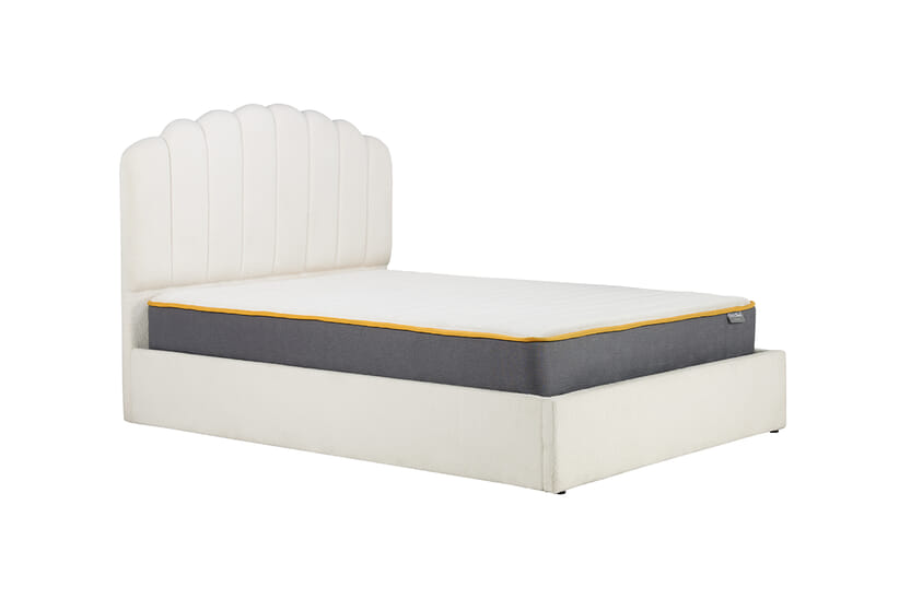 An image for Monaco White Fabric Ottoman Bed