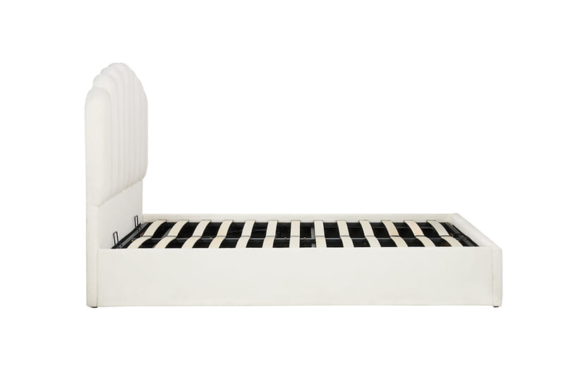 An image for Monaco White Fabric Ottoman Bed