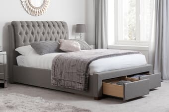A product image for the Valentino Fabric 2 Drawer Storage Bed