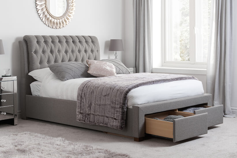 An image for Valentino Fabric 2 Drawer Storage Bed