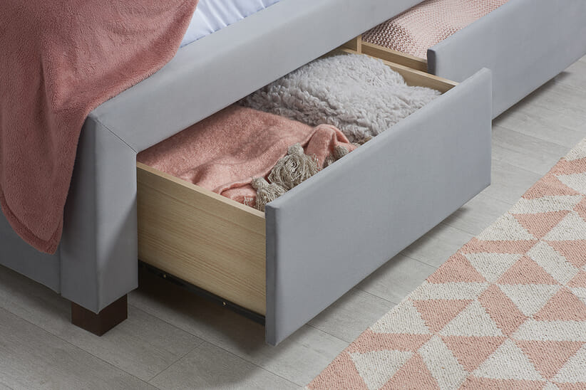 An image for Woodbury Grey Fabric 4 Drawer Storage Bed