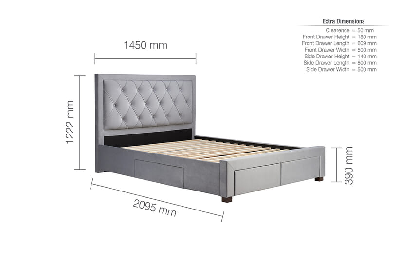 An image for Woodbury Grey Fabric 4 Drawer Storage Bed
