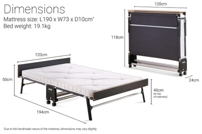 An image for Jay-Be GP120 Grand Folding Small Double Bed with e-Pocket Mattress