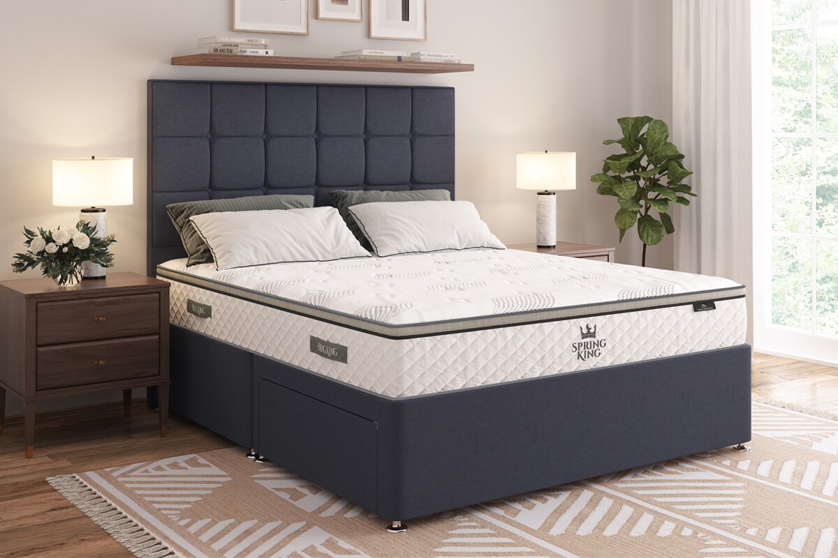 Spring King® Deluxe Ortho 2000 Gel Hybrid Mattress + Premium Divan Bed An image for Spring King® Deluxe Ortho 2000 Gel Hybrid Mattress + Premium Divan Bed
