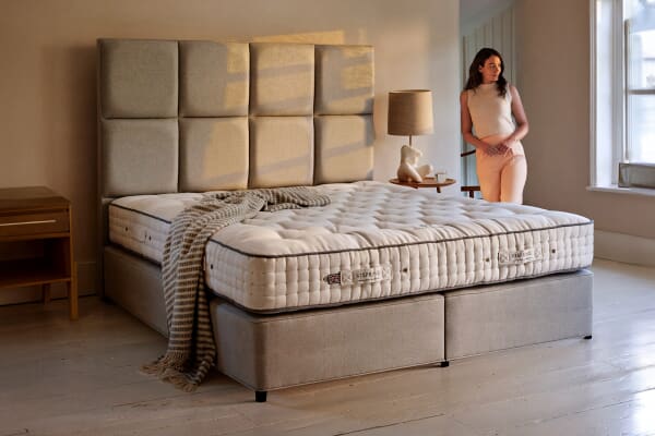 An image for Vispring Shetland Bedstead Mattress - Medium + Premium Divan Bed Set
