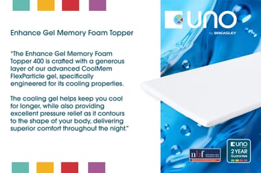 An image for UNO® Enhance Gel Memory Foam Mattress Topper 400