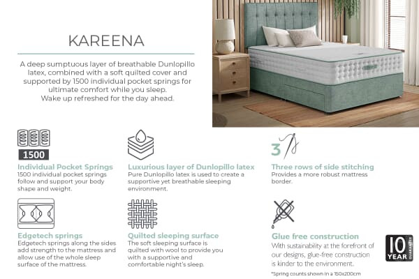 An image for Dunlopillo® Kareena Latex Hybrid Mattress + Premium Divan Bed