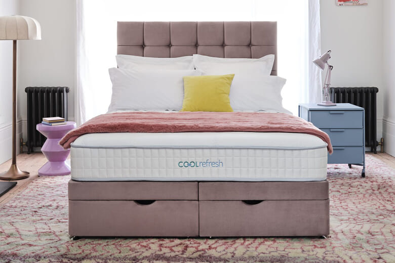 Product photograph of Sleepeezee Cool Refresh 1600 Mattress Premium Divan Bed Sage Grey 2 Drawers Super King from Mattressnextday