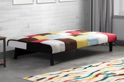 An image for Aurora Multi-Coloured Velvet Sofa Bed