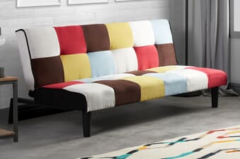 A product image for the Aurora Multi-Coloured Velvet Sofa Bed