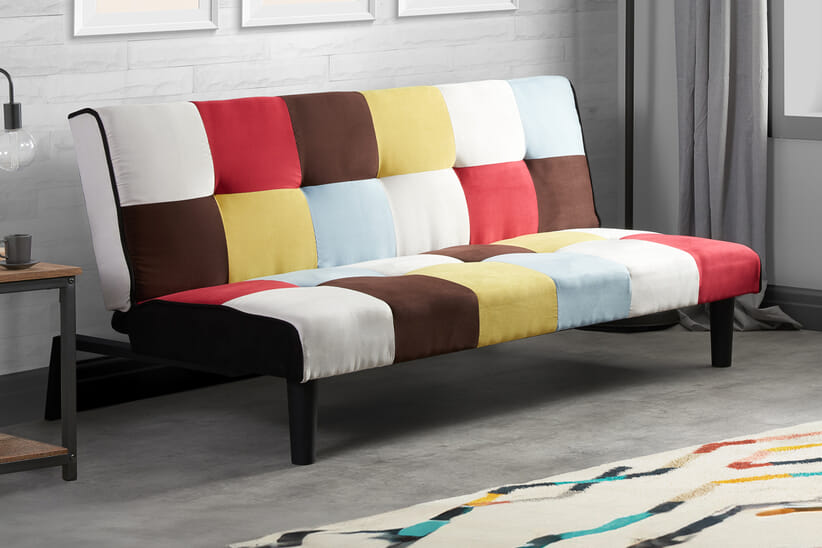 An image for Aurora Multi-Coloured Velvet Sofa Bed