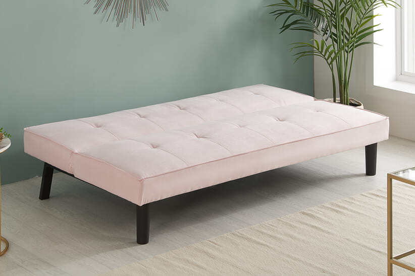 An image for Aurora Pink Velvet Sofa Bed
