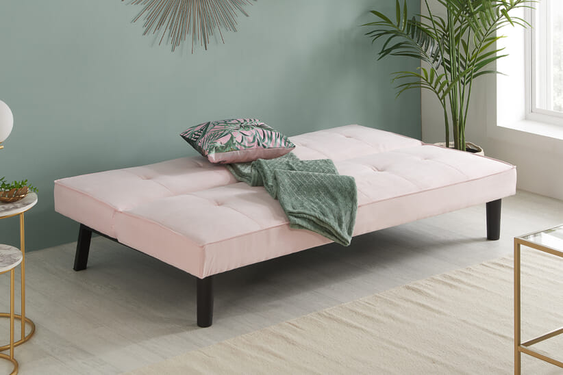 An image for Aurora Pink Velvet Sofa Bed