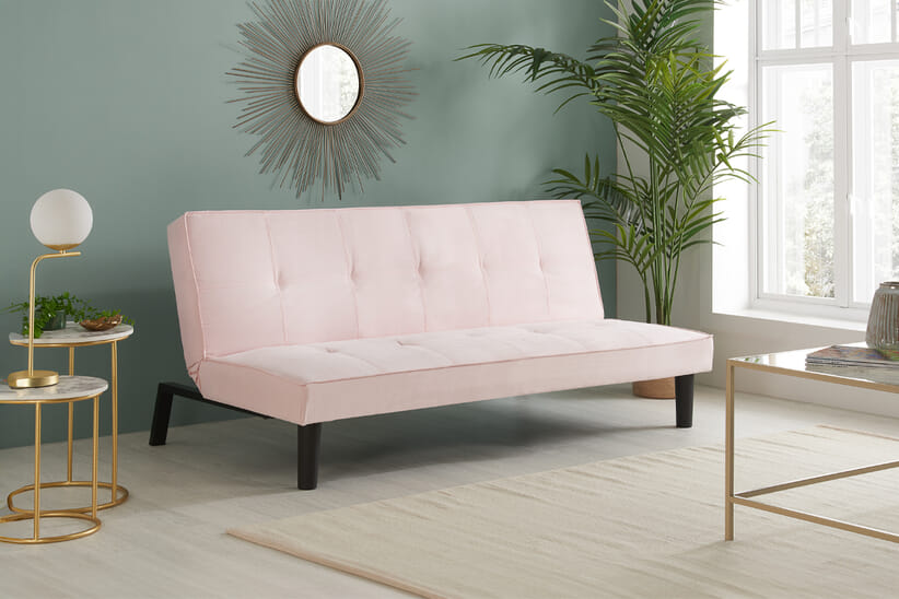 An image for Aurora Pink Velvet Sofa Bed