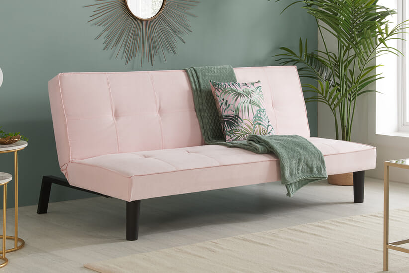 An image for Aurora Pink Velvet Sofa Bed