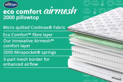 An image for Silentnight Eco Comfort Airmesh™ 2000 Pocket Pillow Top Mattress