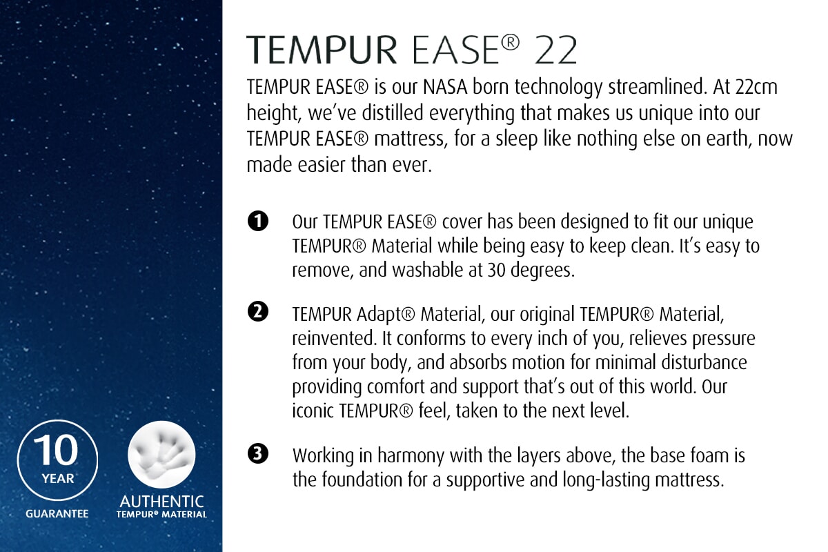 TEMPUR EASE® 22 Mattress + Premium Divan Bed An image for TEMPUR EASE® 22 Mattress + Premium Divan Bed