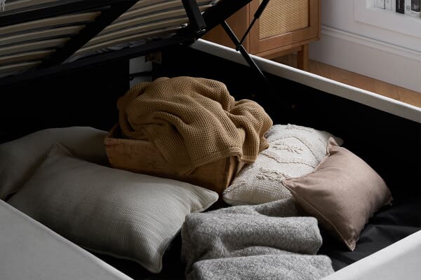 An image for Maisey Cream Fabric Ottoman Bed