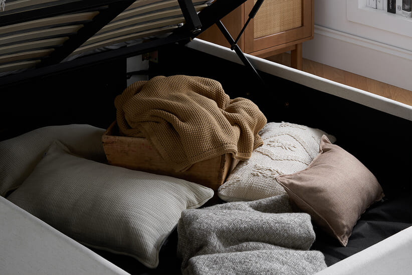 An image for Maisey Cream Fabric Ottoman Bed