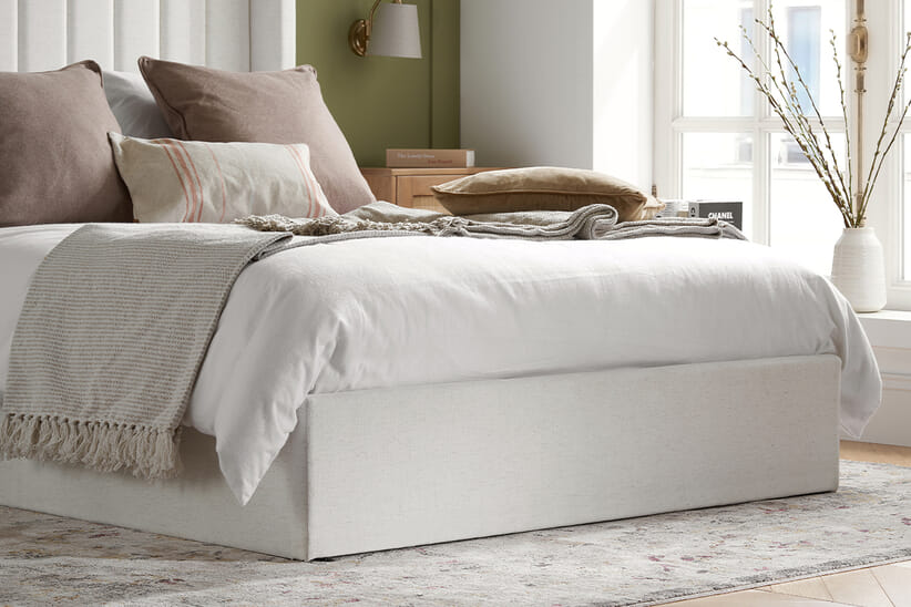 An image for Maisey Cream Fabric Ottoman Bed