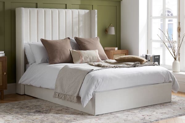 An image for Maisey Cream Fabric Ottoman Bed
