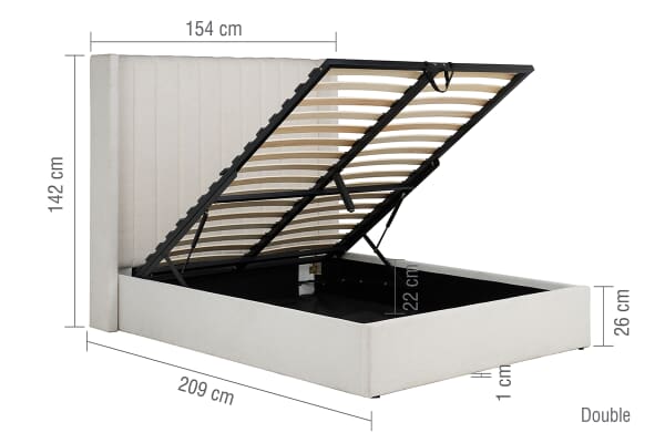 An image for Maisey Cream Fabric Ottoman Bed