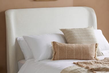 An image for Lanis Cream Fabric Ottoman Bed