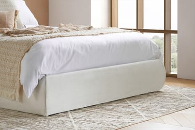 An image for Lanis Cream Fabric Ottoman Bed